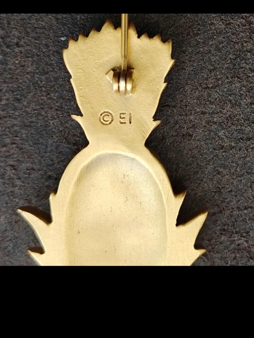 1980s Vintage Signed EI Gold Tone Pineapple Brooch